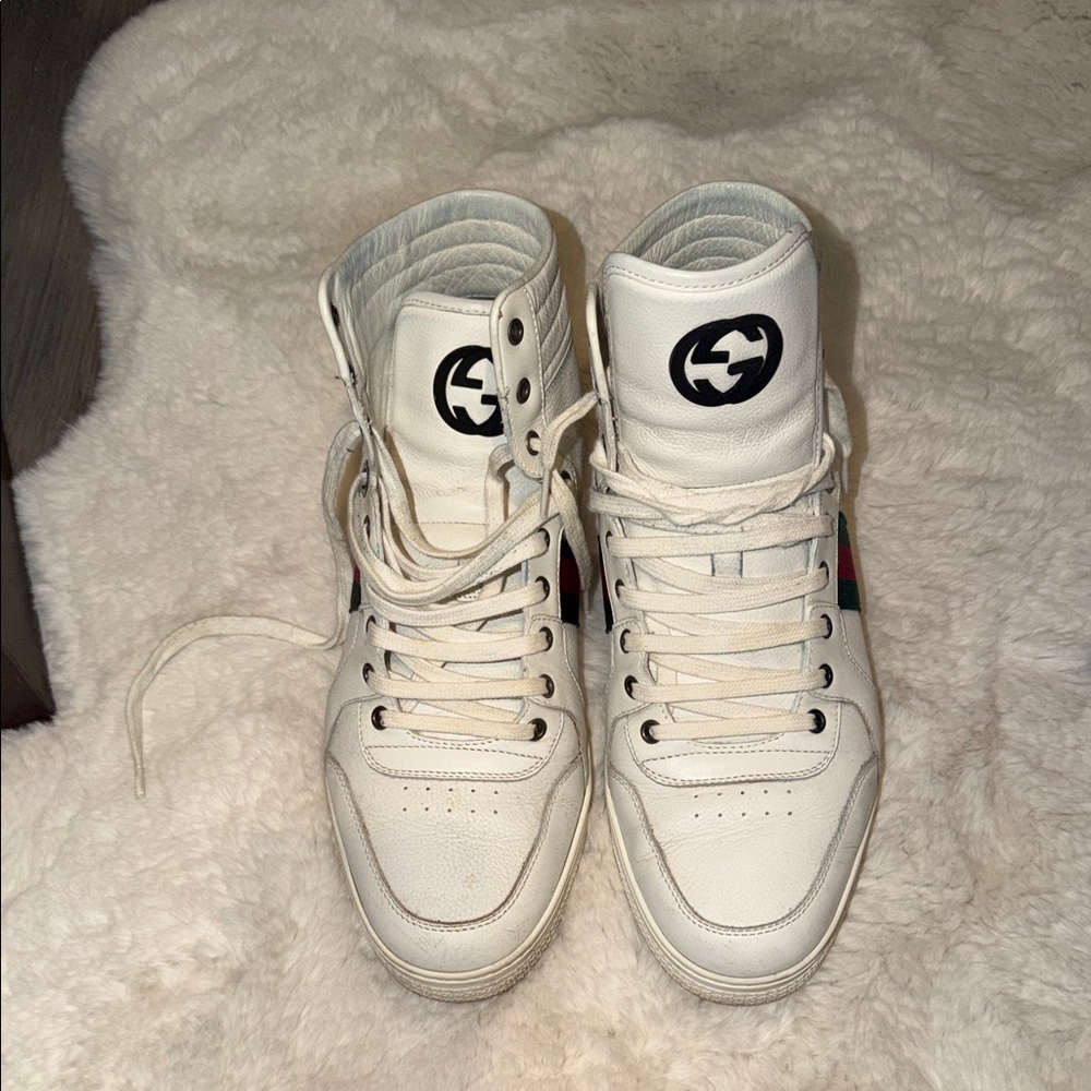 White High-Top Sneakers with Logo